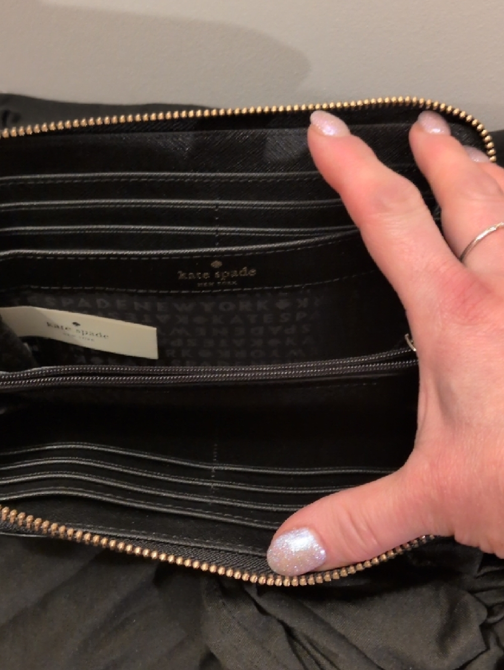 kate spade Navy, Blush & White Striped Zip Wallet - Picture 5 of 13